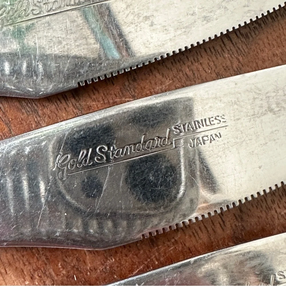 Stainless Knife Set Floral Design Flatware Butter Knives Vintage Kitchen MCM